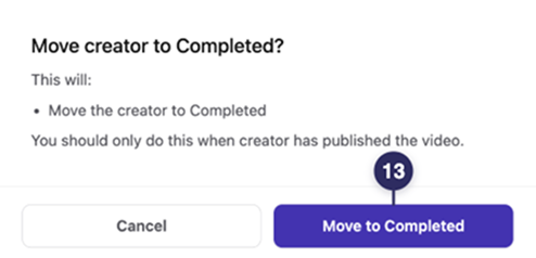 Move creator to Completed window