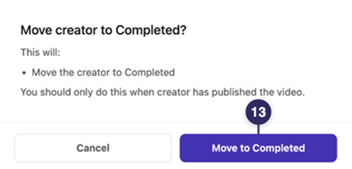 Move creator to Completed window