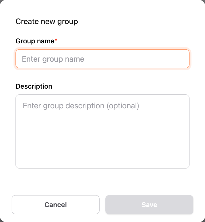 Create new group window