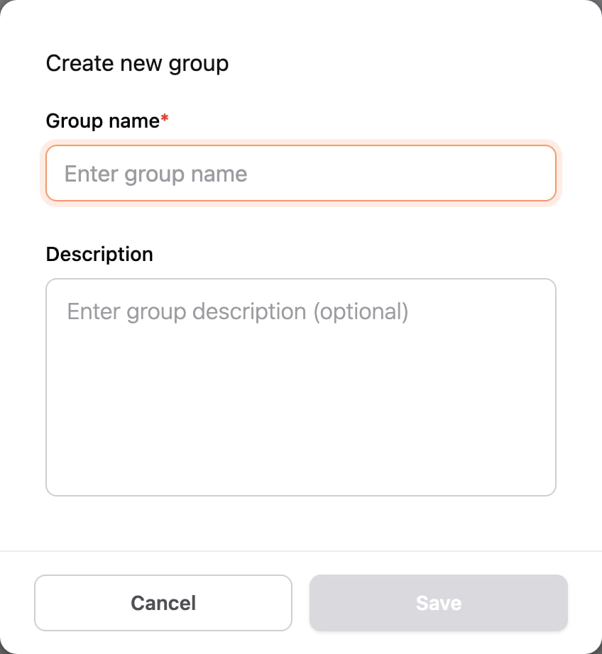 Create new group window