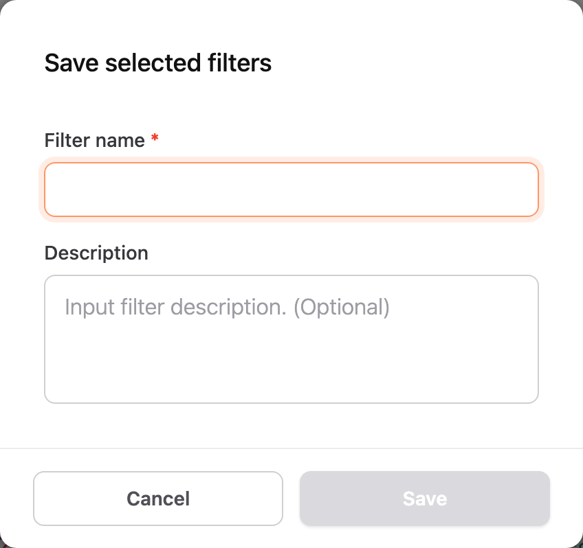 Save selected filters window