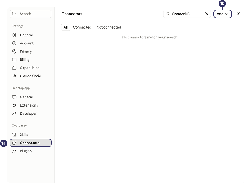 Add connectors in Claude