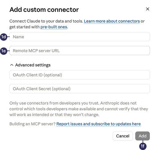 Add CreatorDB MCP server as a custom connector