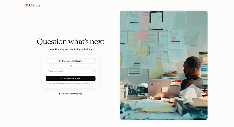 Claude login page