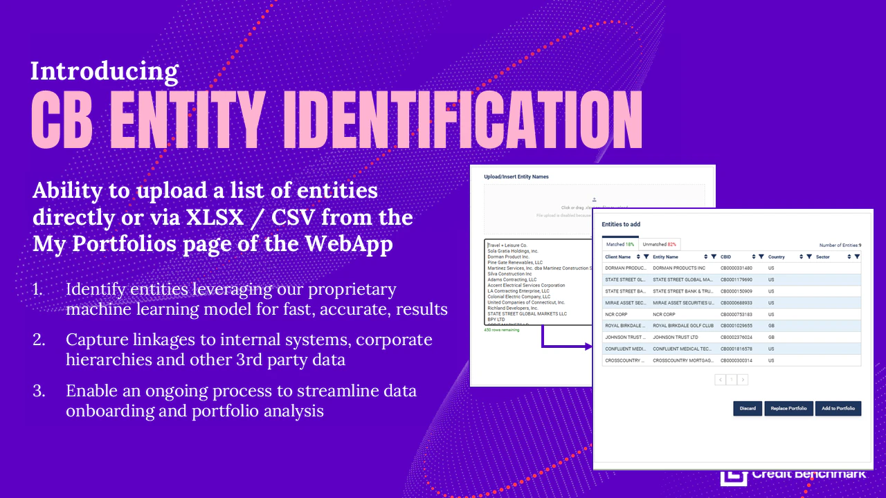 Entity name matching workflow in My Portfolios.