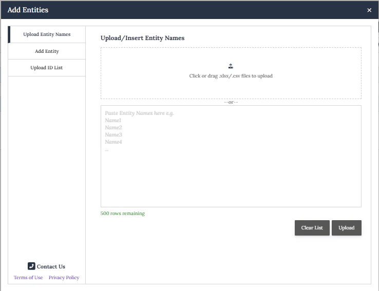 Añadir modal de entidades