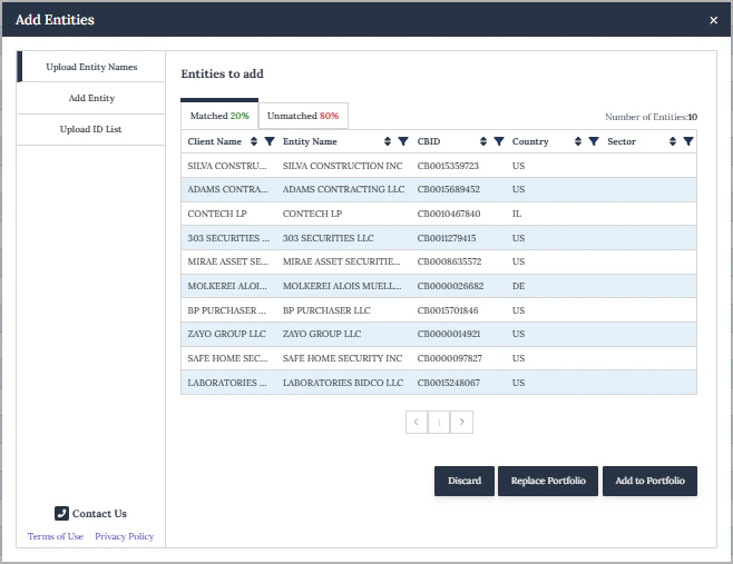 Revisar las entidades emparejadas
