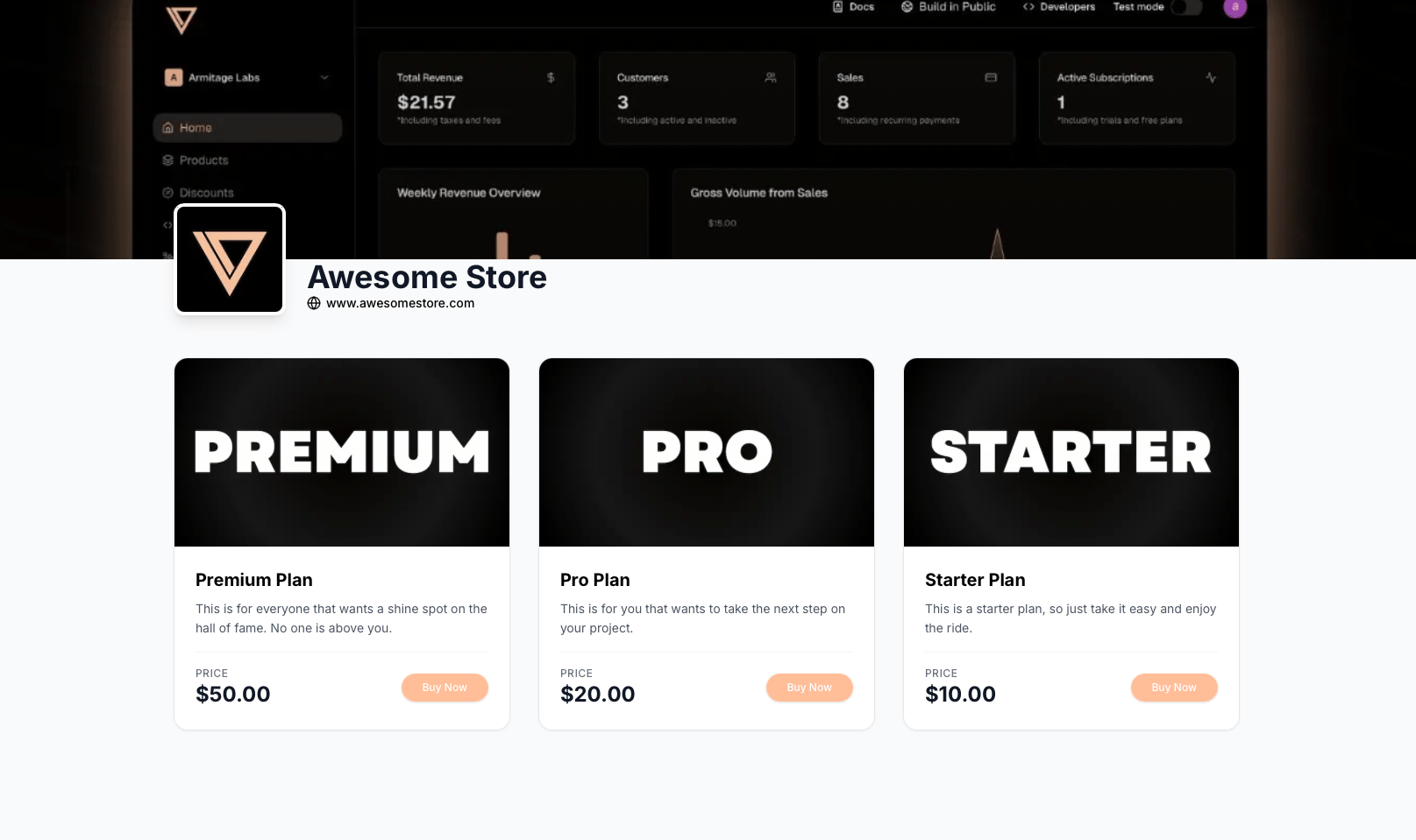 Example of a Creem storefront