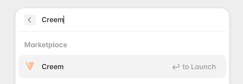 Select the Creem plugin from the suggested options