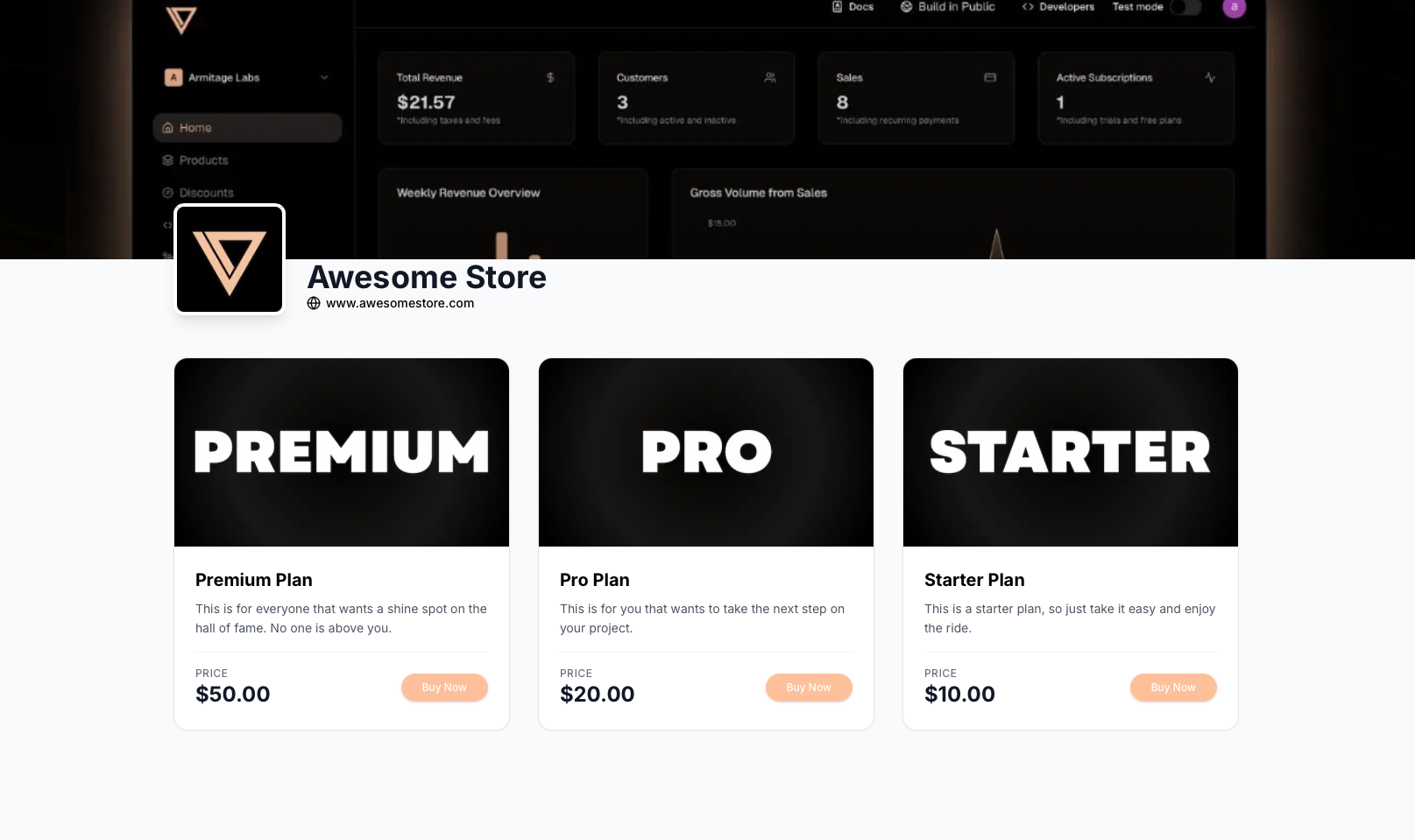 Example of a Creem storefront