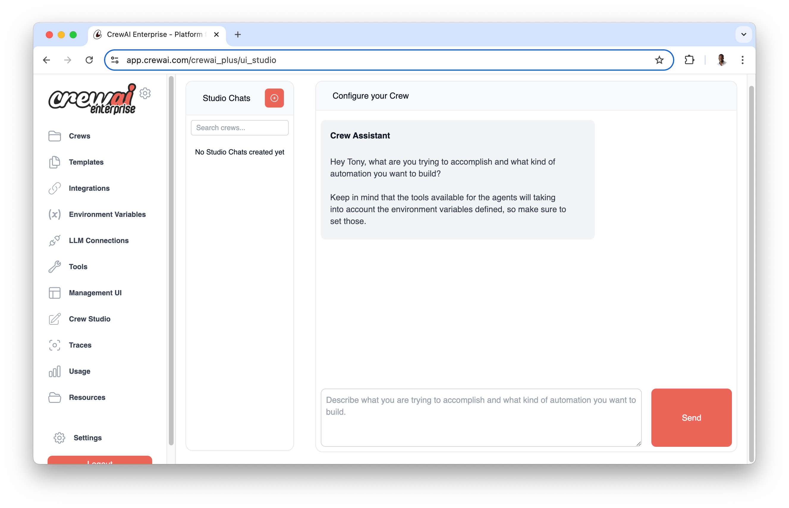 Visual Agent Builder Screenshot
