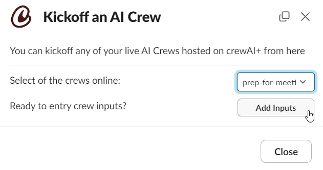 Kickoff crew dropdown