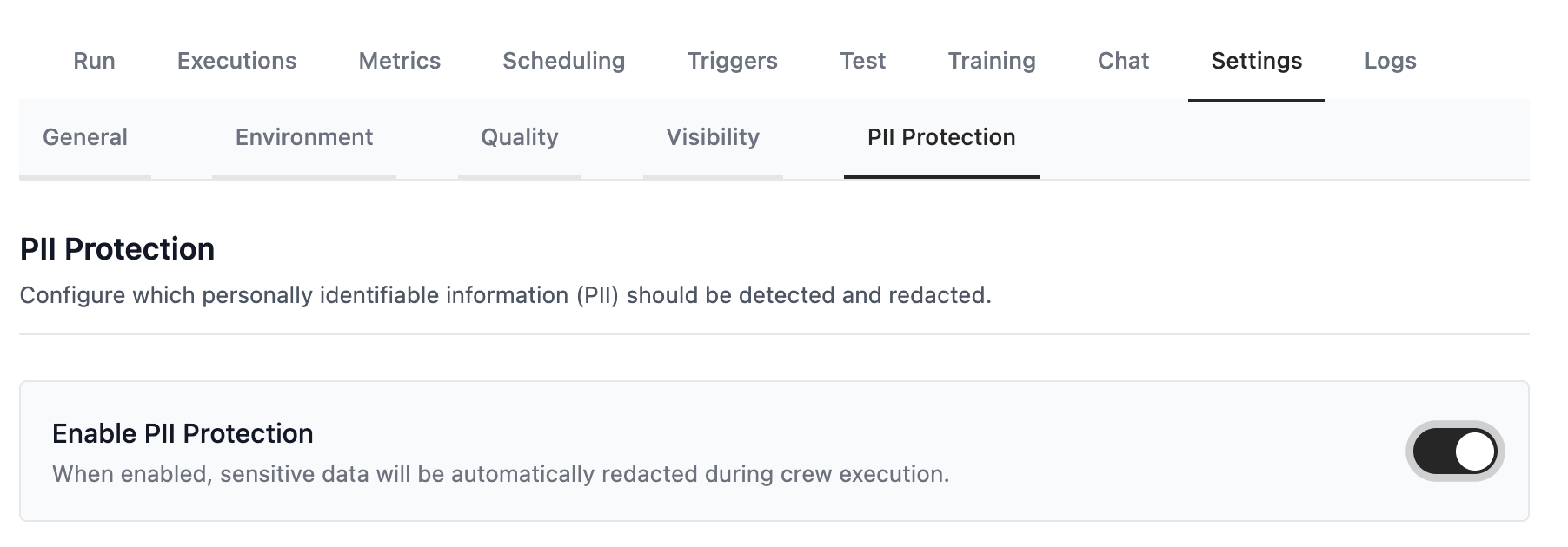 PII 삭제 활성화