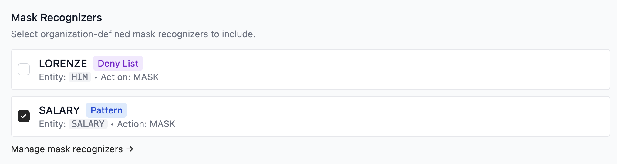커스텀 인식기 활성화