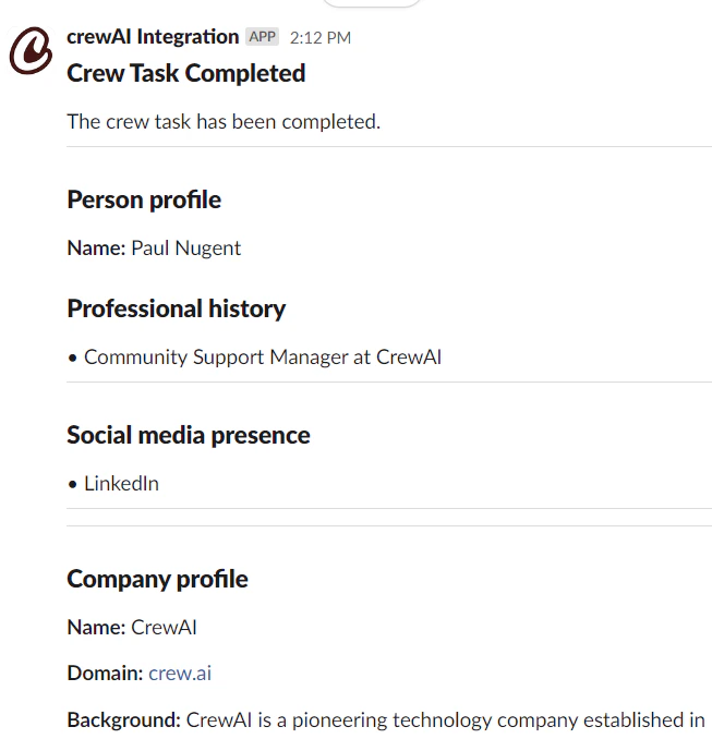 Kickoff crew results