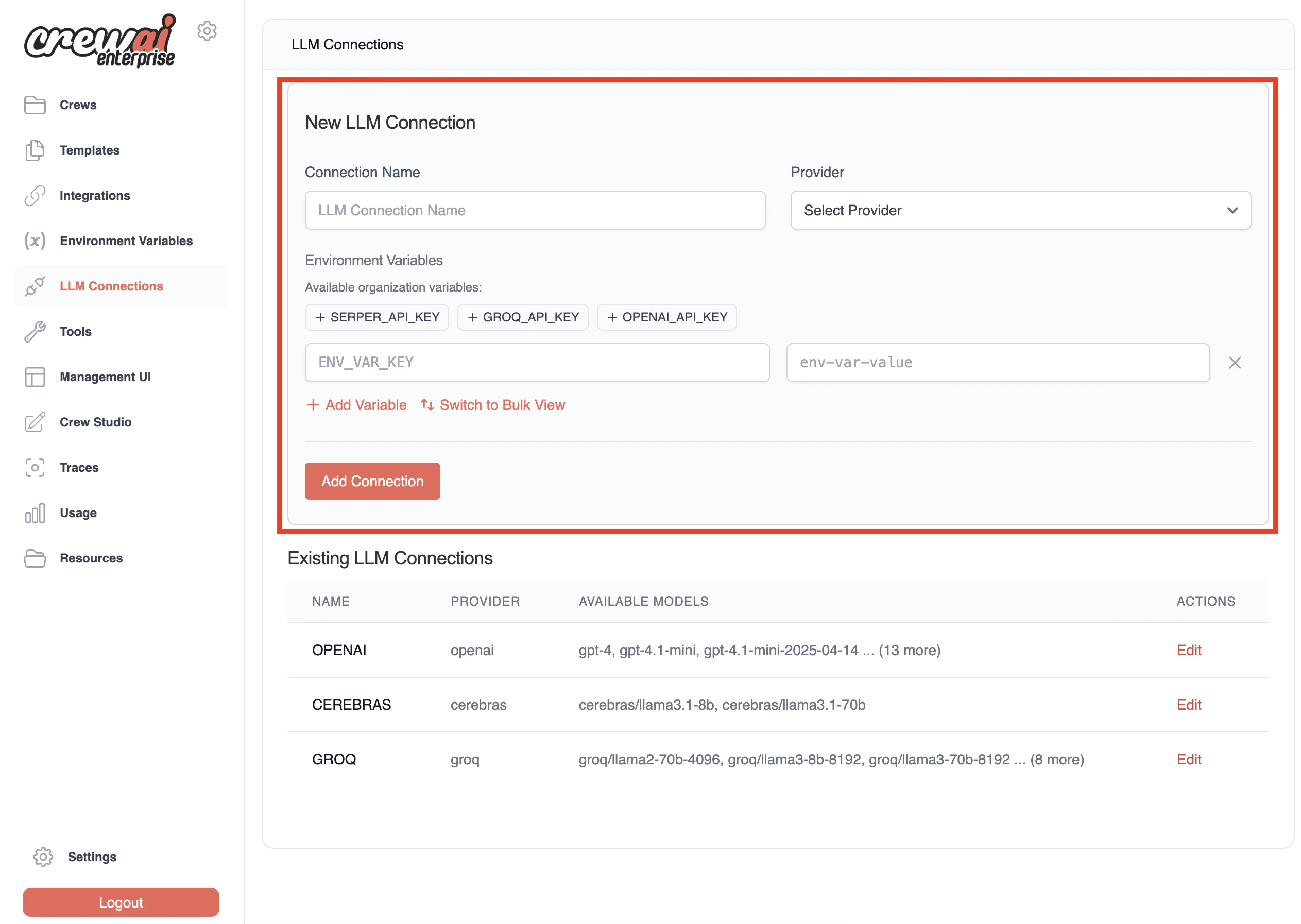 تهيئة اتصال LLM