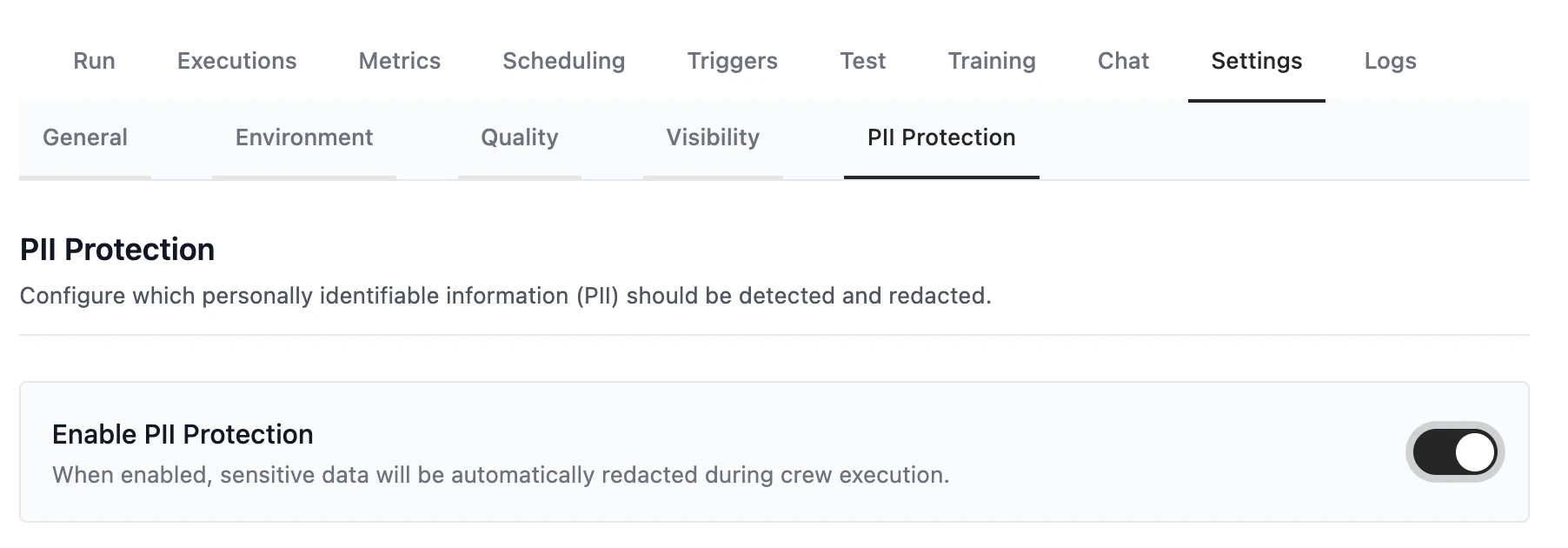 Enable PII Redaction