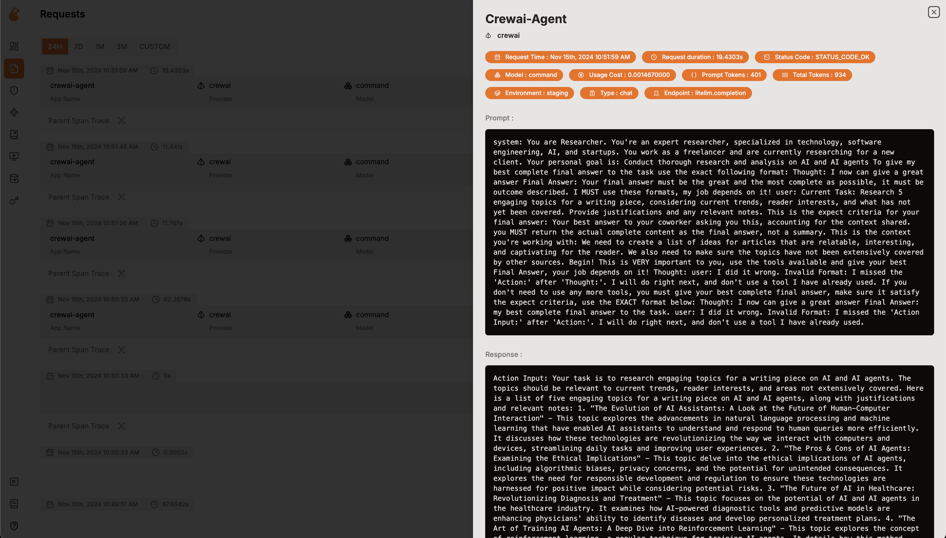 Overview of agent traces in details
