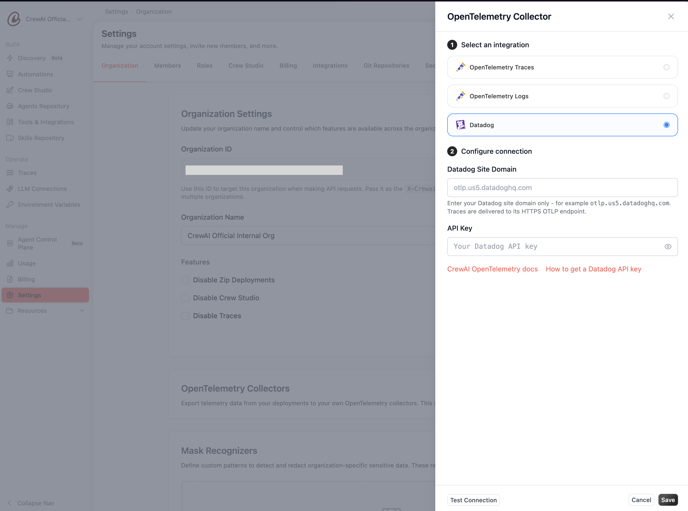 Datadog collector configuration
