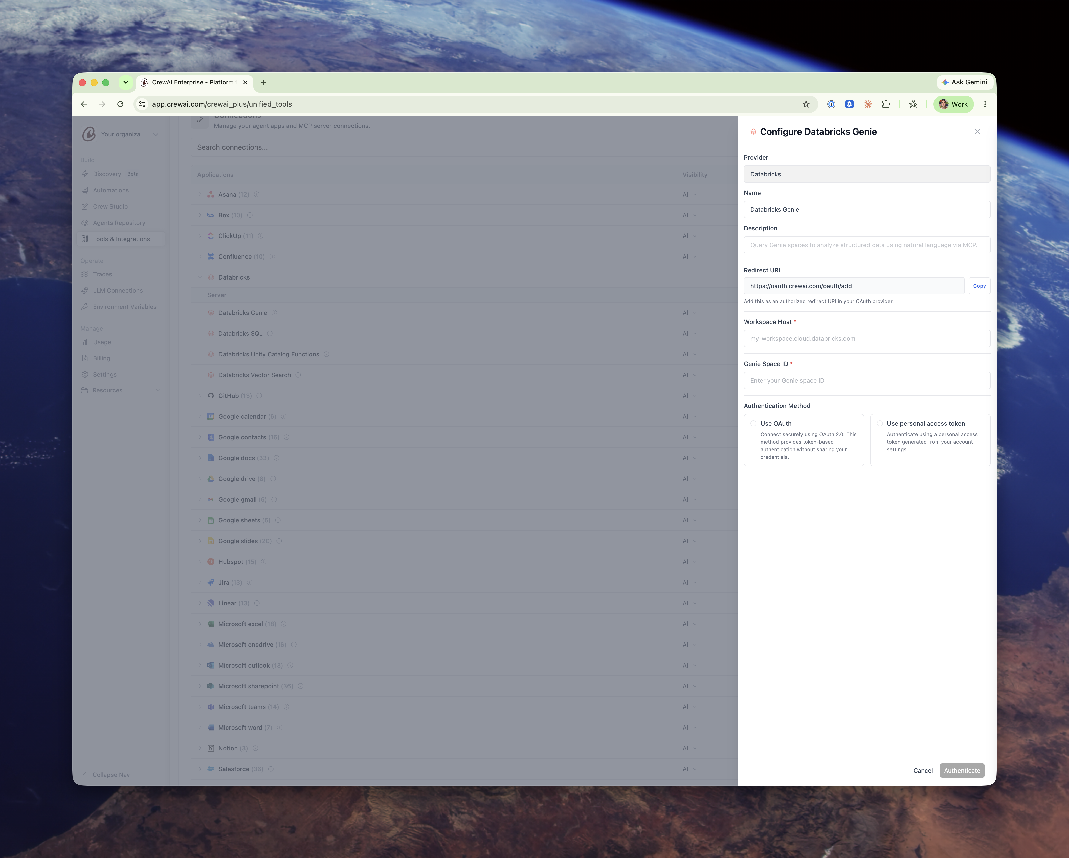 Configure a Databricks managed MCP server in CrewAI AMP