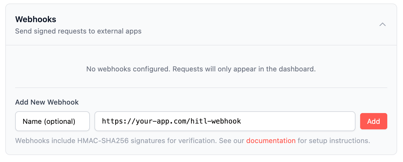 HITL Webhook Configuration