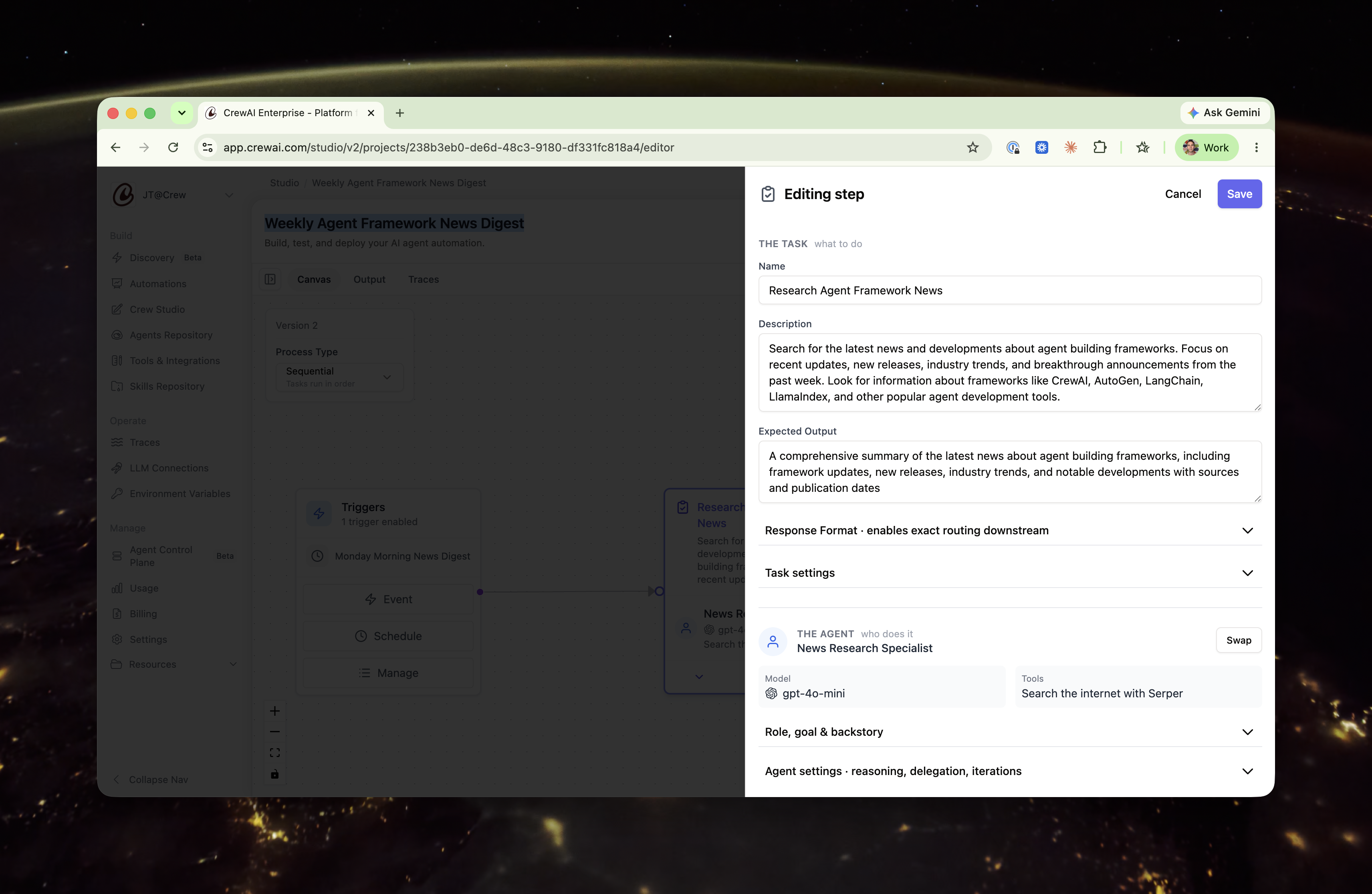 Expanded step editor