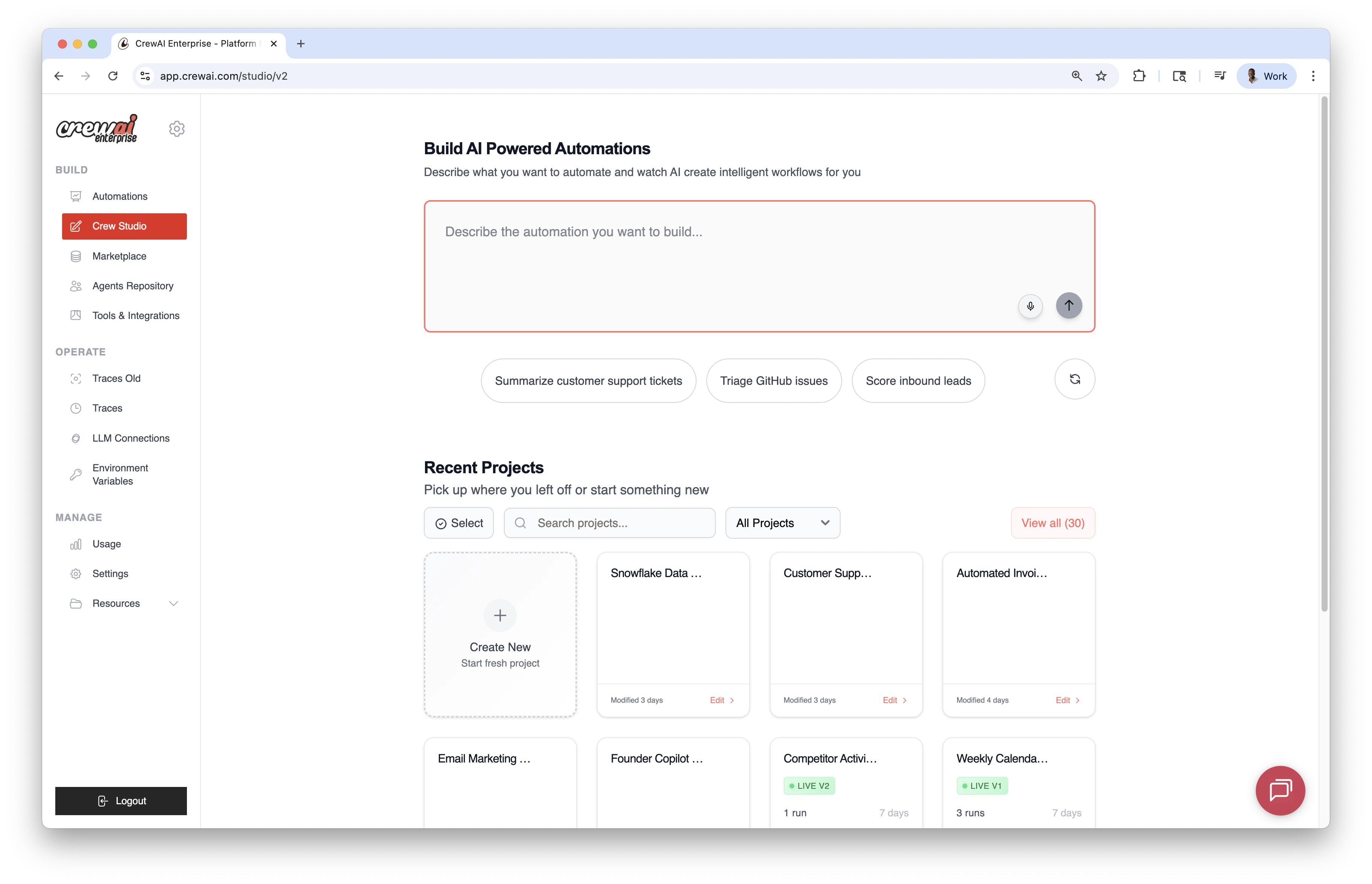 Visão Geral do Crew Studio