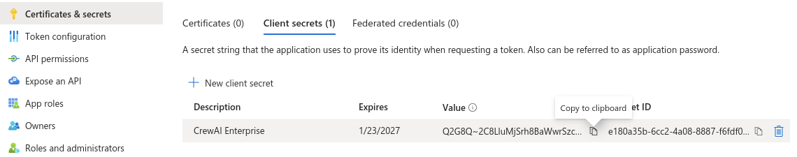 Azure Client Secret Value