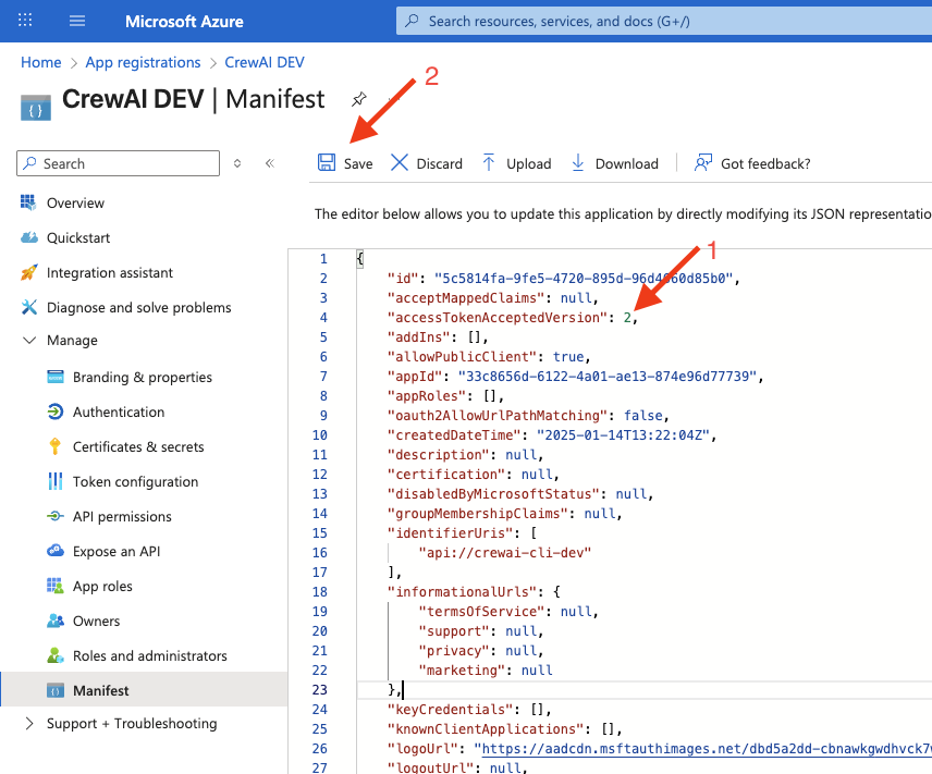 Azure Manifest After
