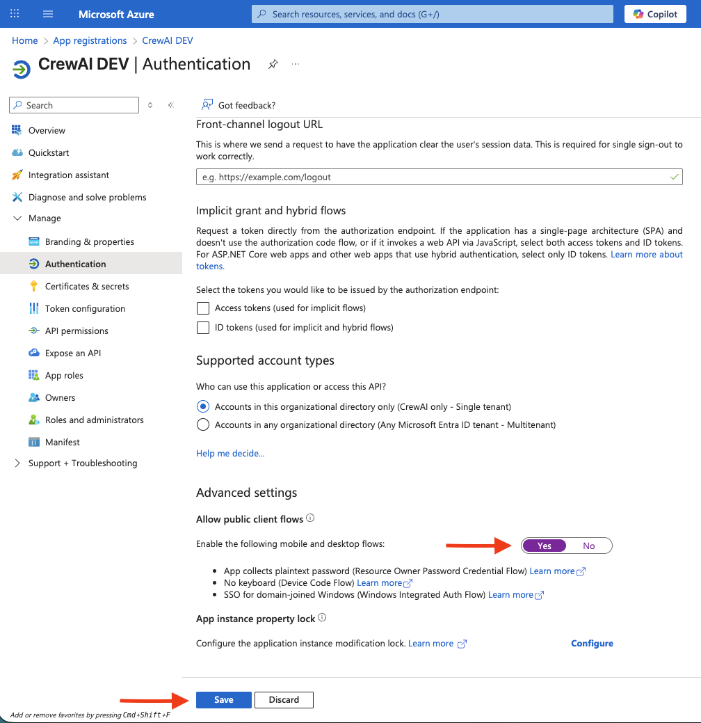 Azure Public Client Flows