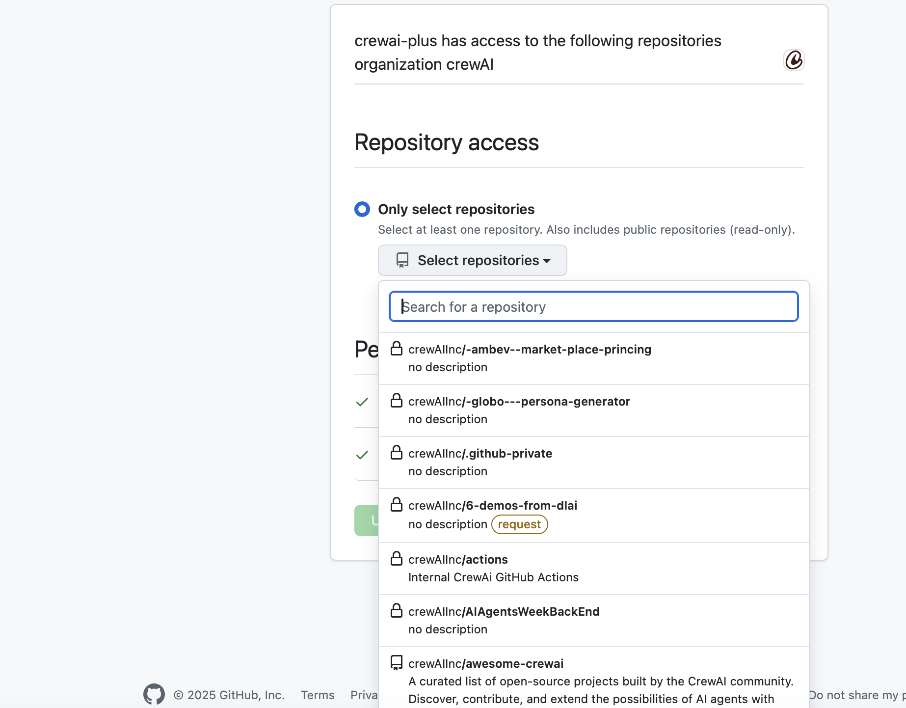 GitHub Repository Selection