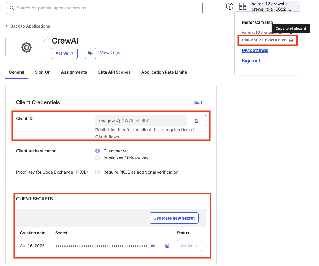 Okta Client Credentials