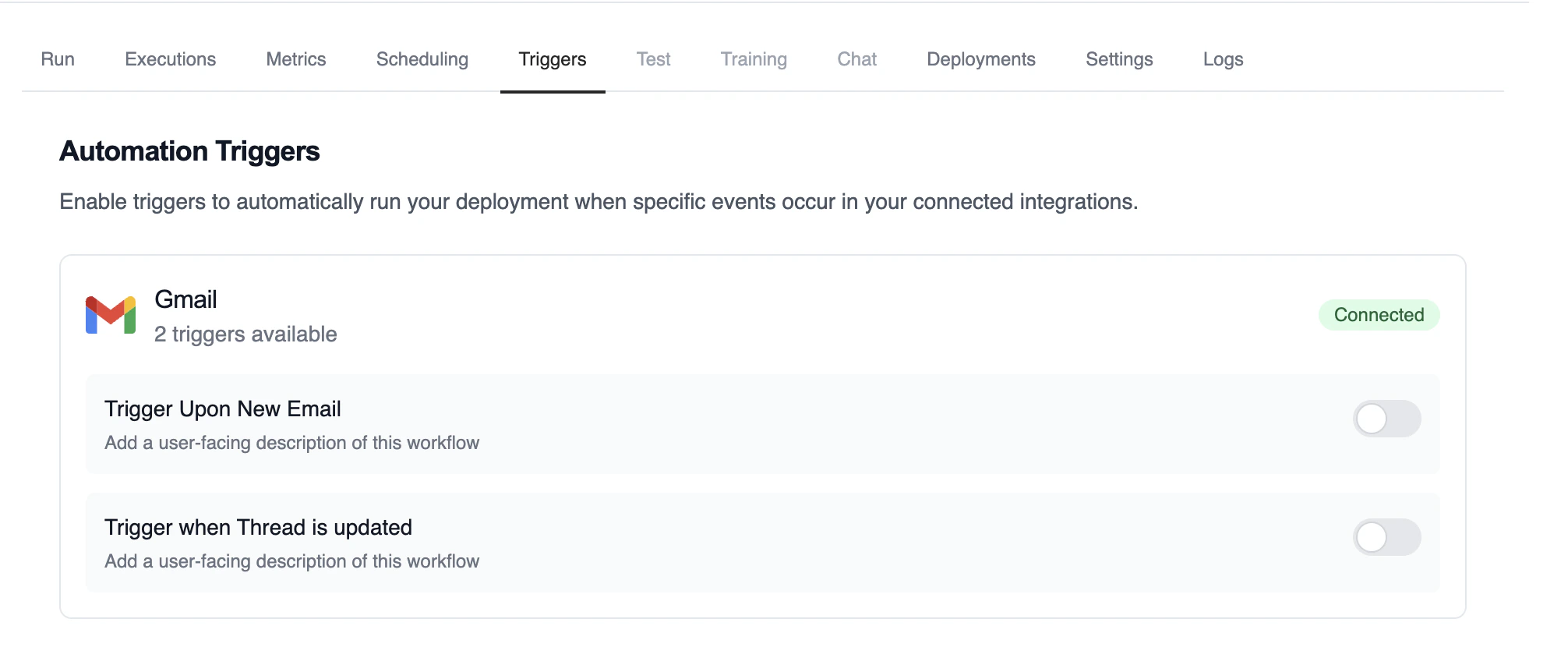List of available automation triggers