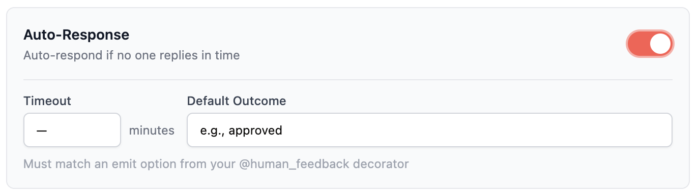 Configuração de Resposta Automática HITL