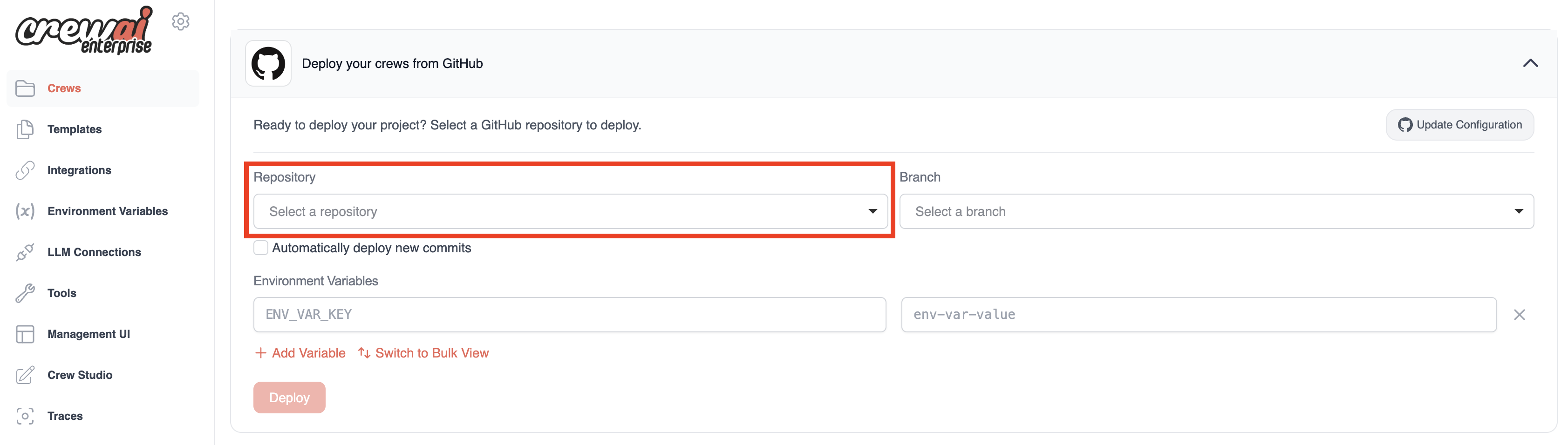Selecionar Repositório