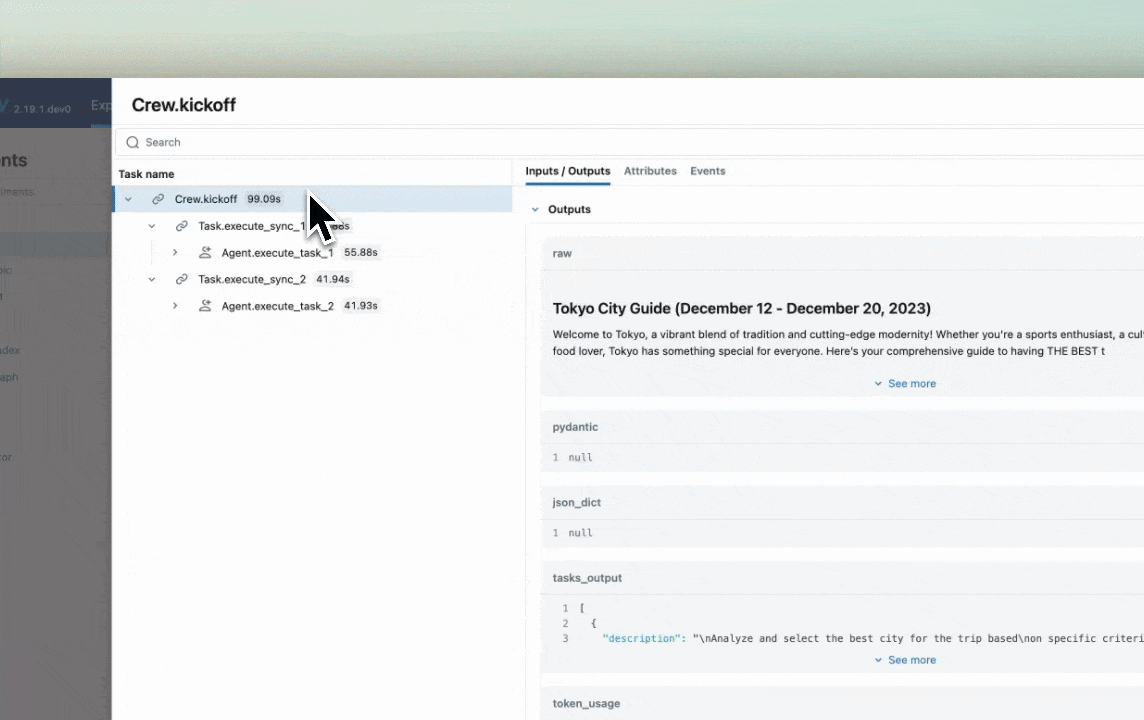 Overview of MLflow crewAI tracing usage