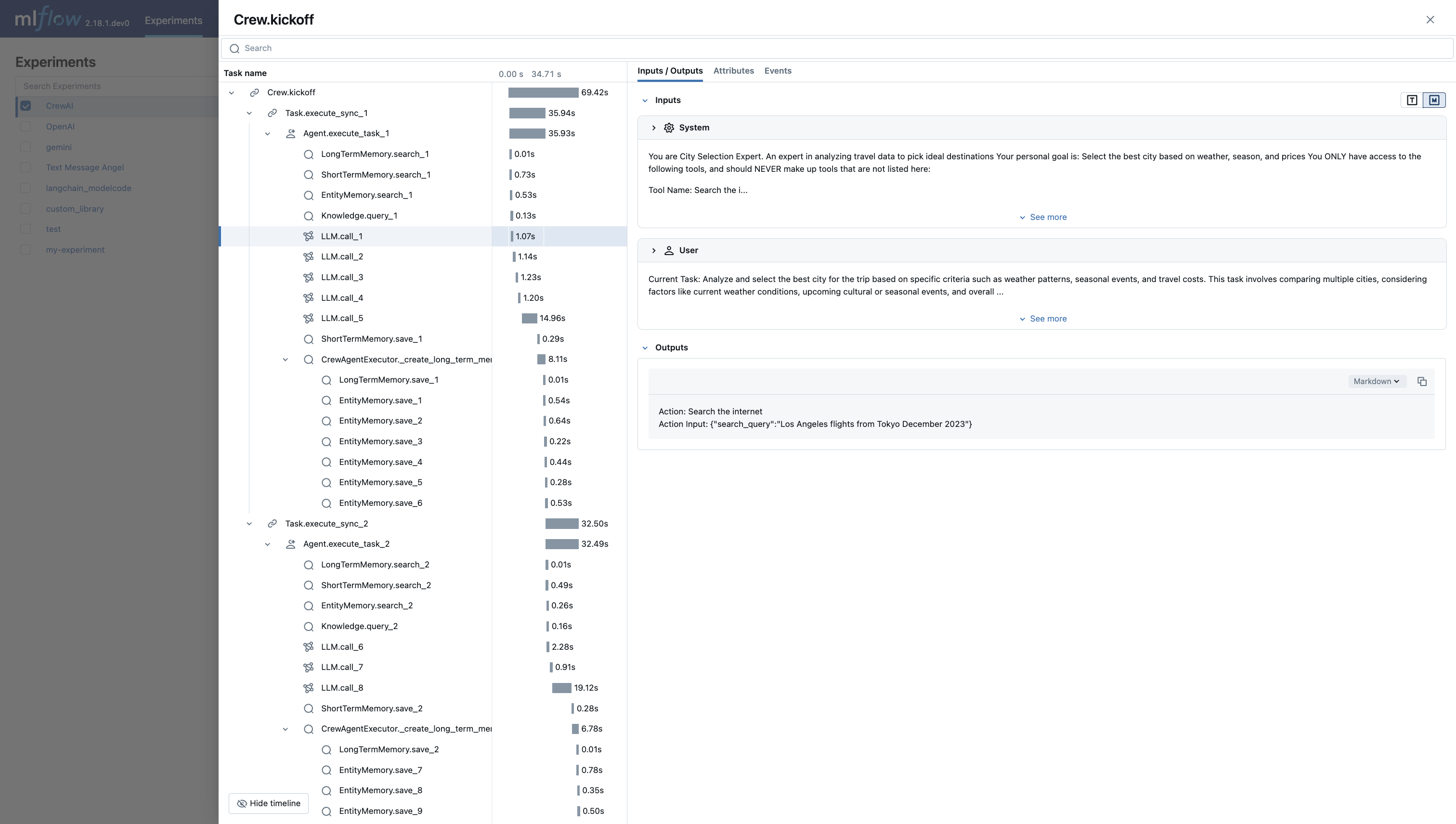 MLflow tracing example with crewai