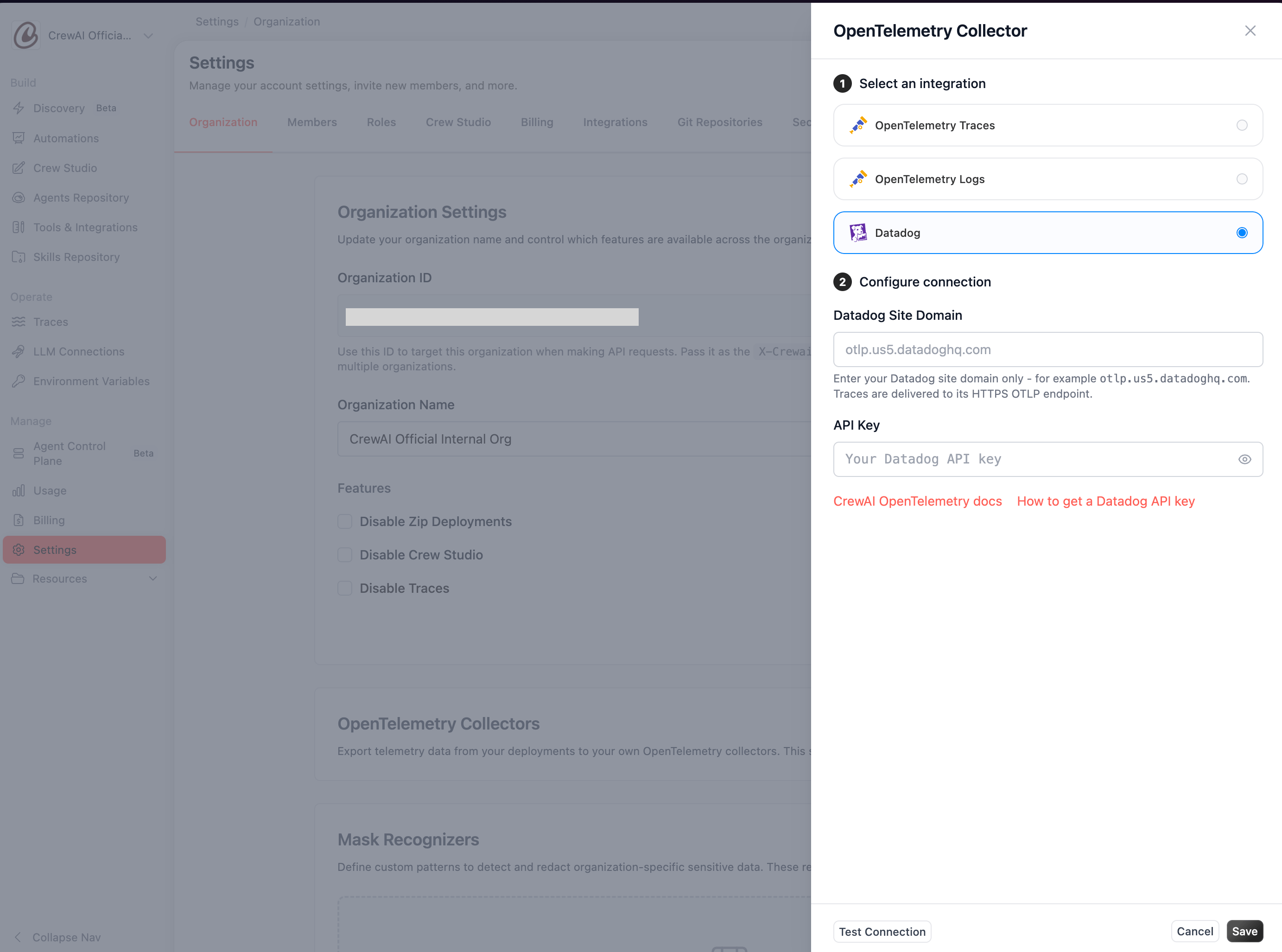 Datadog collector configuration