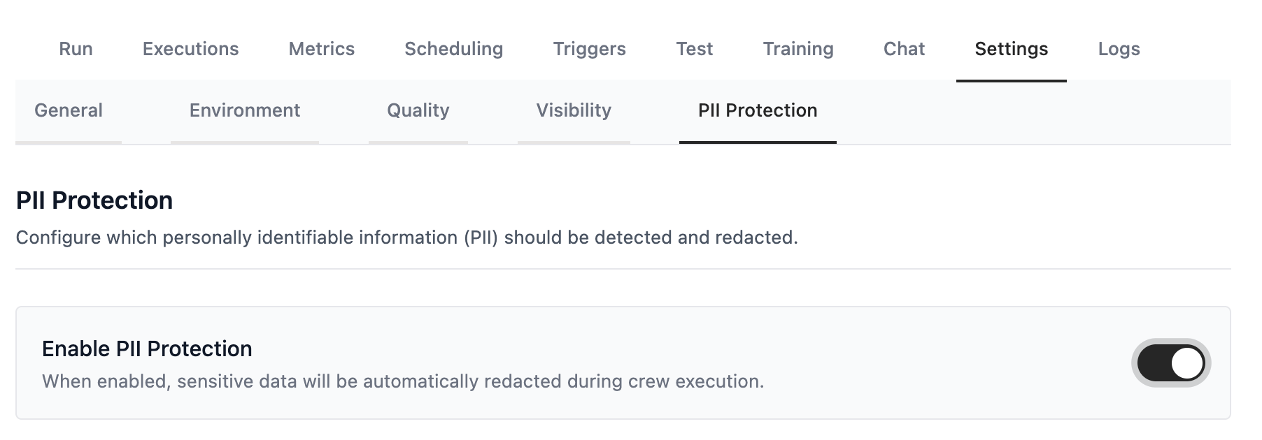 Enable PII Redaction