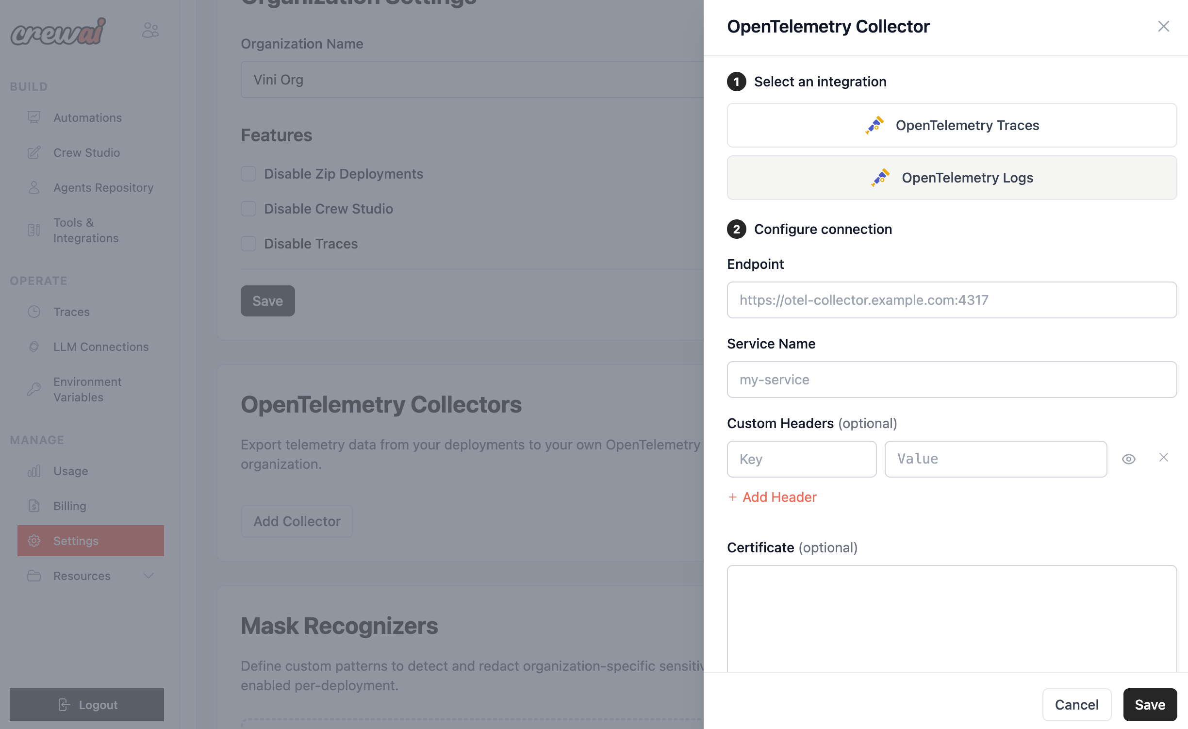 Configuração do Coletor OpenTelemetry
