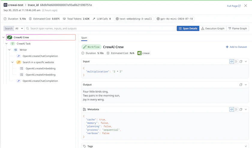 Datadog Integration - CrewAI