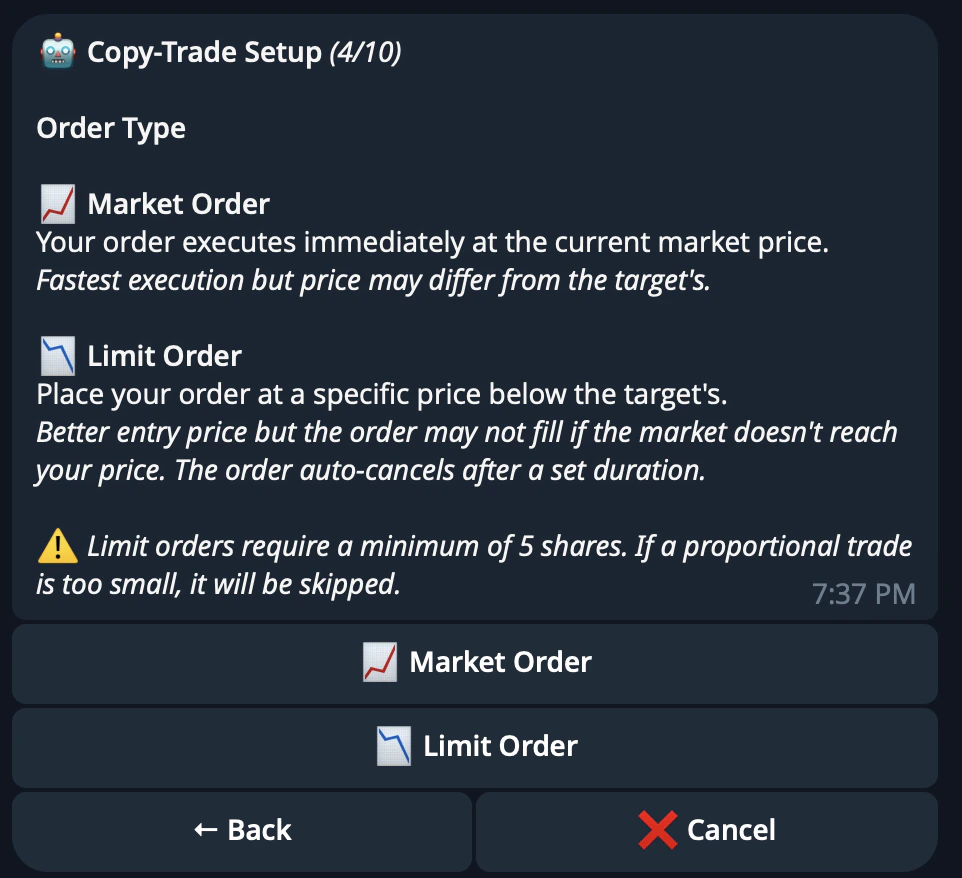 CRISP Telegram bot copytrade filter confirmation