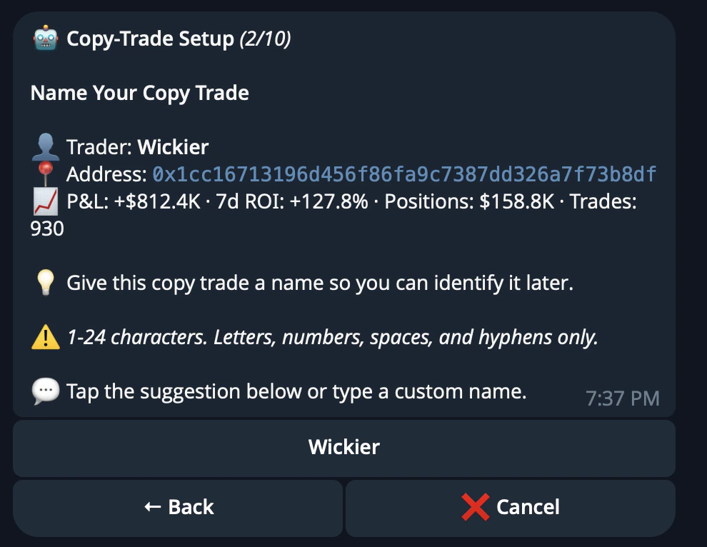 CRISP Telegram bot copytrade task naming step