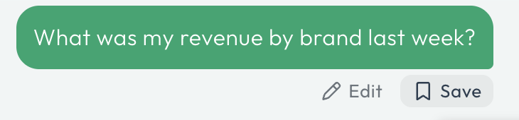 Save button with bookmark icon next to Edit on a user message
