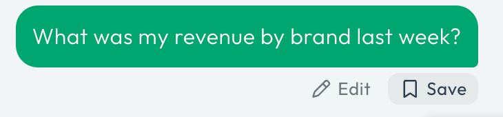 Save button with bookmark icon next to Edit on a user message