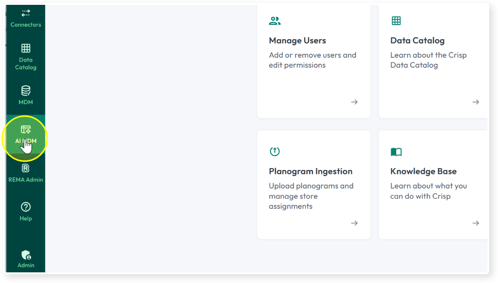 AI MDM in the left navigation