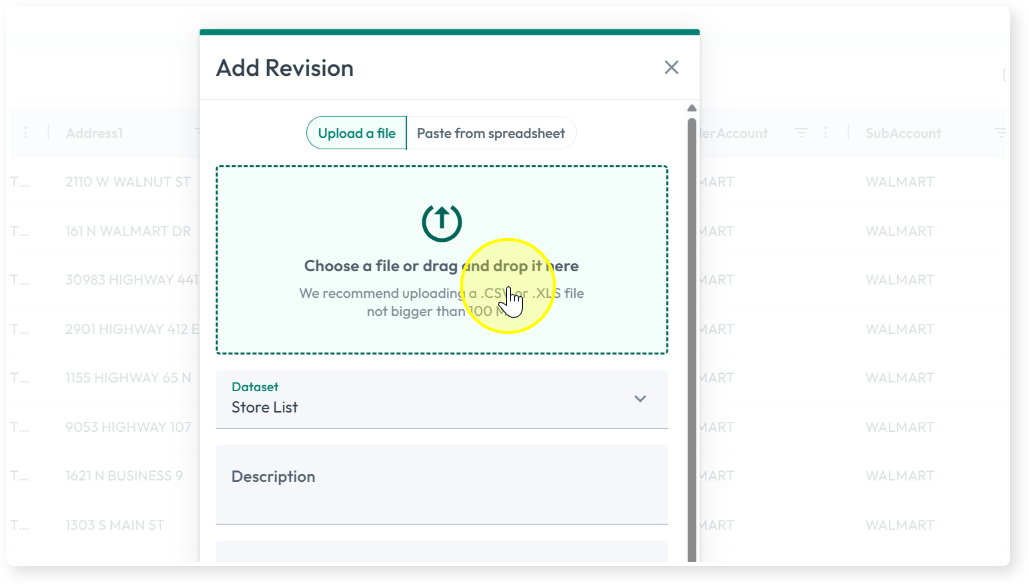 Add Revision dialog with file picker