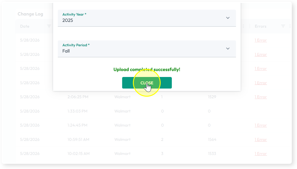 Upload completed successfully confirmation