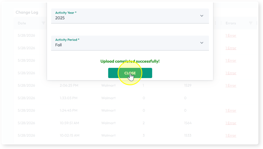 Upload completed successfully confirmation