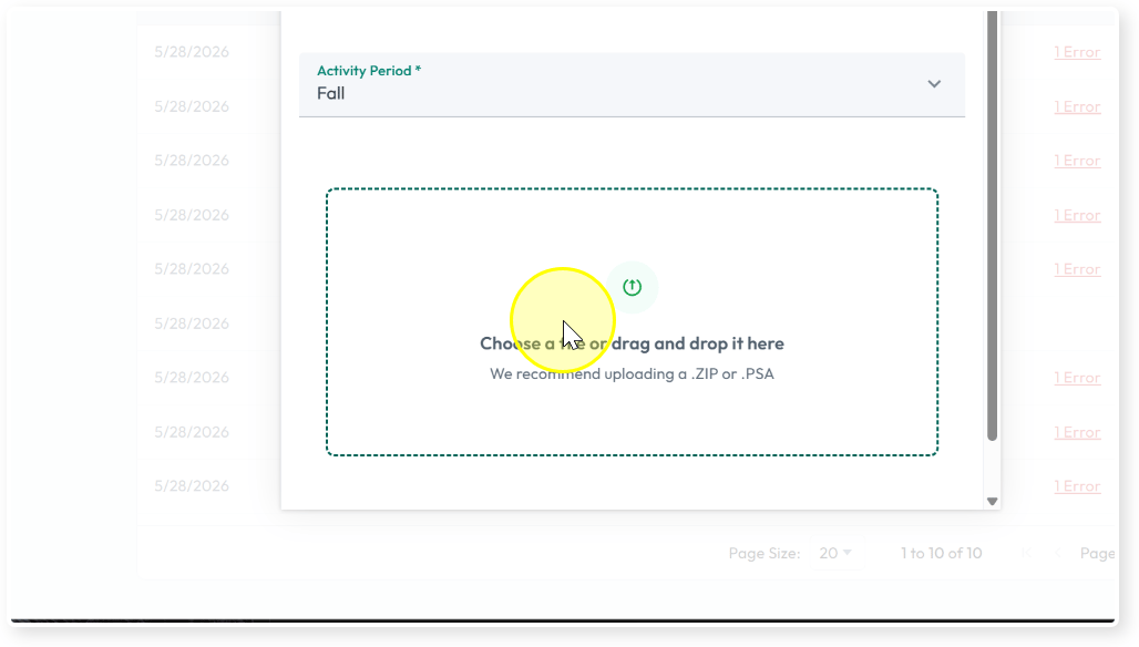 File drop area for store assignment upload
